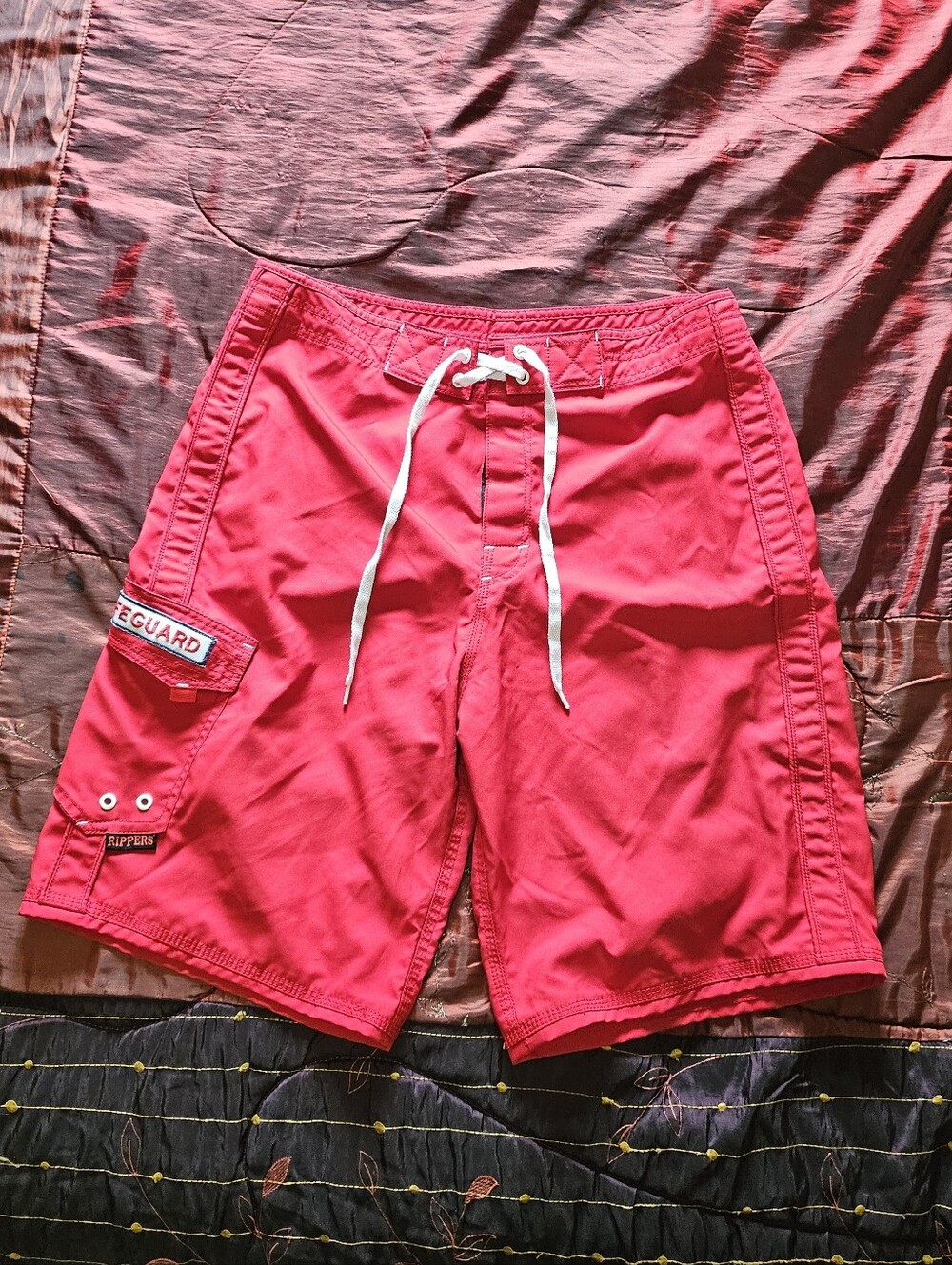 Maui Rippers Mens Swim Trunks Red Lifeguard 33